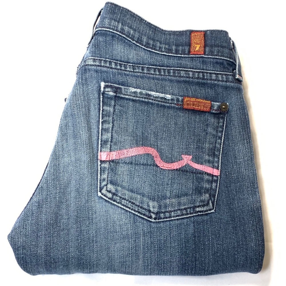 7 For All Mankind 29 x 33 Flare w/ Pink Contrast